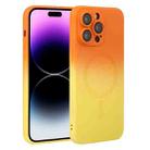 For iPhone 14 Pro Liquid TPU Silicone Gradient MagSafe Phone Case(Orange Yellow) - 1