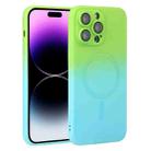 For iPhone 14 Pro Liquid TPU Silicone Gradient MagSafe Phone Case(Cyan Blue) - 1