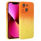 For iPhone 13 Liquid TPU Silicone Gradient MagSafe Phone Case(Orange Yellow) - 1