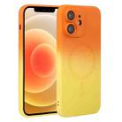 For iPhone 12 Liquid TPU Silicone Gradient MagSafe Phone Case(Orange Yellow) - 1