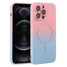 For iPhone 12 Pro Liquid TPU Silicone Gradient MagSafe Phone Case(Pink Blue) - 1