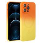 For iPhone 12 Pro Max Liquid TPU Silicone Gradient MagSafe Phone Case(Orange Yellow) - 1