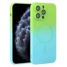 For iPhone 11 Pro Max Liquid TPU Silicone Gradient MagSafe Phone Case(Cyan Blue) - 1