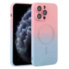 For iPhone 11 Pro Max Liquid TPU Silicone Gradient MagSafe Phone Case(Pink Blue) - 1