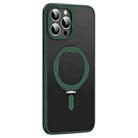 For iPhone 13 Pro Max Skin Feel MagSafe Shockproof Phone Case with Holder(Dark Green) - 1