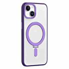 For iPhone 13 Skin Feel MagSafe Shockproof Phone Case with Holder(Purple) - 1