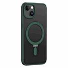 For iPhone 13 Skin Feel MagSafe Shockproof Phone Case with Holder(Dark Green) - 1