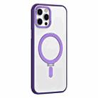For iPhone 12 Pro Max Skin Feel MagSafe Shockproof Phone Case with Holder(Purple) - 1
