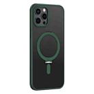 For iPhone 12 Pro Max Skin Feel MagSafe Shockproof Phone Case with Holder(Dark Green) - 1