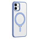 For iPhone 12 Skin Feel MagSafe Shockproof Phone Case with Holder(Light Blue) - 1