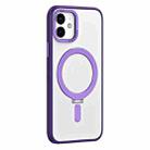 For iPhone 12 Skin Feel MagSafe Shockproof Phone Case with Holder(Purple) - 1