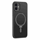 For iPhone 12 Skin Feel MagSafe Shockproof Phone Case with Holder(Black) - 1