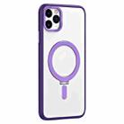 For iPhone 11 Pro Max Skin Feel MagSafe Shockproof Phone Case with Holder(Purple) - 1