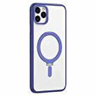 For iPhone 11 Pro Skin Feel MagSafe Shockproof Phone Case with Holder(Dark Blue) - 1