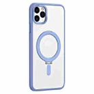 For iPhone 11 Pro Skin Feel MagSafe Shockproof Phone Case with Holder(Light Blue) - 1