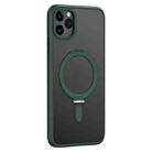 For iPhone 11 Pro Skin Feel MagSafe Shockproof Phone Case with Holder(Dark Green) - 1