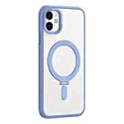 For iPhone 11 Skin Feel MagSafe Shockproof Phone Case with Holder(Light Blue) - 1