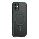 For iPhone 11 Skin Feel MagSafe Shockproof Phone Case with Holder(Dark Green) - 1