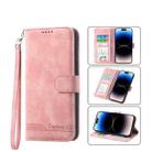 For iPhone 14 Dierfeng Dream Line TPU + PU  Leather Phone Case(Pink) - 1