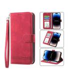For iPhone 14 Pro Dierfeng Dream Line TPU + PU  Leather Phone Case(Red) - 1