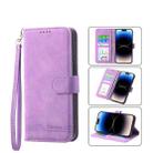 For iPhone 14 Pro Dierfeng Dream Line TPU + PU  Leather Phone Case(Purple) - 1