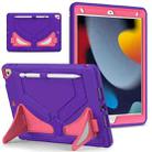 For iPad 10.2 2021 / 2020 / 2019 Silicone + PC Shockproof Protective Tablet Case(Purple+Rose) - 1