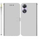 For OPPO A58 Imitated Mirror Surface Flip Leather Phone Case(Silver) - 1