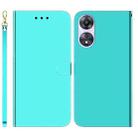 For OPPO A58 Imitated Mirror Surface Flip Leather Phone Case(Mint Green) - 1