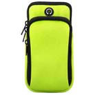 For Smart Phones Below 6.0 inch Zipper Double Pocket Multi Function Sports Arm Bag with Earphone Hole(Green) - 1