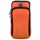 For Smart Phones Below 6.0 inch Zipper Double Pocket Multi Function Sports Arm Bag with Earphone Hole(Orange) - 1