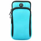 For Smart Phones Below 6.0 inch Zipper Double Pocket Multi Function Sports Arm Bag with Earphone Hole(Sky Blue) - 1