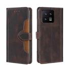 For Xiaomi 13 Skin Feel Magnetic Buckle Leather Phone Case(Brown) - 1