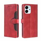 For Honor 80 SE Skin Feel Magnetic Buckle Leather Phone Case(Red) - 1