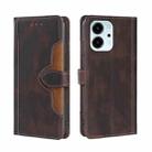 For Honor 80 SE Skin Feel Magnetic Buckle Leather Phone Case(Brown) - 1