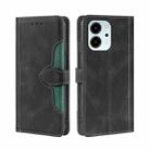 For Honor 80 SE Skin Feel Magnetic Buckle Leather Phone Case(Black) - 1