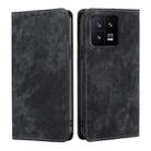 For Xiaomi 13 RFID Anti-theft Brush Magnetic Leather Phone Case(Black) - 1