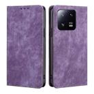For Xiaomi 13 Pro RFID Anti-theft Brush Magnetic Leather Phone Case(Purple) - 1