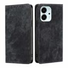 For Honor 80 SE RFID Anti-theft Brush Magnetic Leather Phone Case(Black) - 1