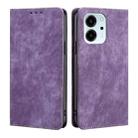 For Honor 80 SE RFID Anti-theft Brush Magnetic Leather Phone Case(Purple) - 1