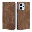 For Honor 80 SE RFID Anti-theft Brush Magnetic Leather Phone Case(Brown) - 1