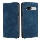 For Google Pixel 7a RFID Anti-theft Brush Magnetic Leather Phone Case(Blue) - 1