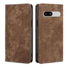 For Google Pixel 7a RFID Anti-theft Brush Magnetic Leather Phone Case(Brown) - 1