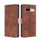 For Google Pixel 7a Skin Feel Crocodile Magnetic Clasp Leather Phone Case(Brown) - 1