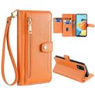 For LG K52 Sheep Texture Cross-body Zipper Wallet Leather Phone Case(Orange) - 1