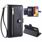 For LG Velvet Sheep Texture Cross-body Zipper Wallet Leather Phone Case(Black) - 1