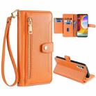 For LG Velvet Sheep Texture Cross-body Zipper Wallet Leather Phone Case(Orange) - 1