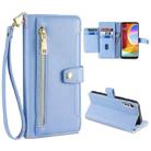 For LG Velvet Sheep Texture Cross-body Zipper Wallet Leather Phone Case(Blue) - 1