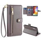 For LG Velvet Sheep Texture Cross-body Zipper Wallet Leather Phone Case(Grey) - 1