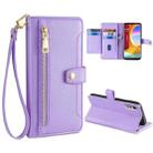 For LG Velvet Sheep Texture Cross-body Zipper Wallet Leather Phone Case(Purple) - 1