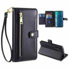 For Motorola Edge Sheep Texture Cross-body Zipper Wallet Leather Phone Case(Black) - 1